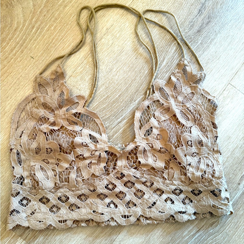 Free People Lace Bralette in Tan